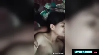 Horny bf smooch pressing boobs continuously sucking